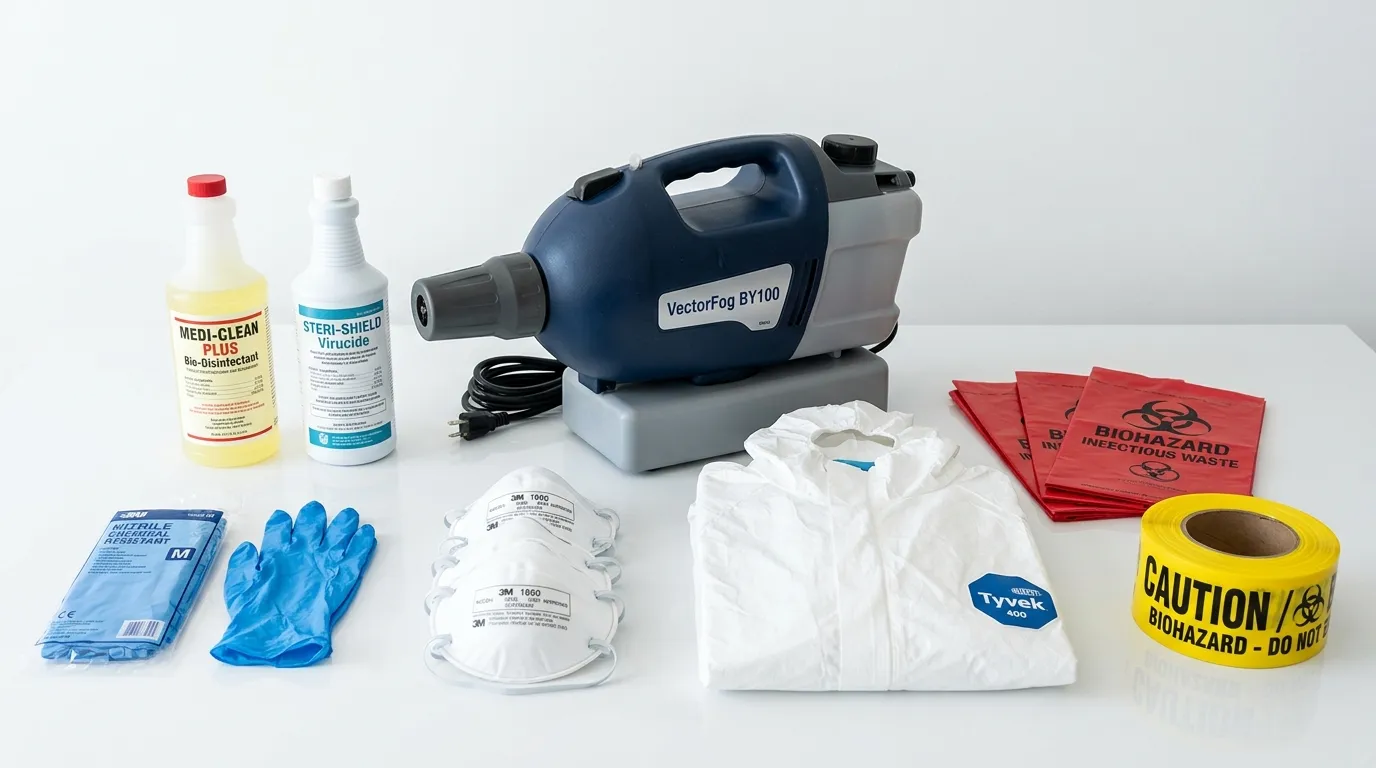 Professional biohazard remediation crew working in Waltherson